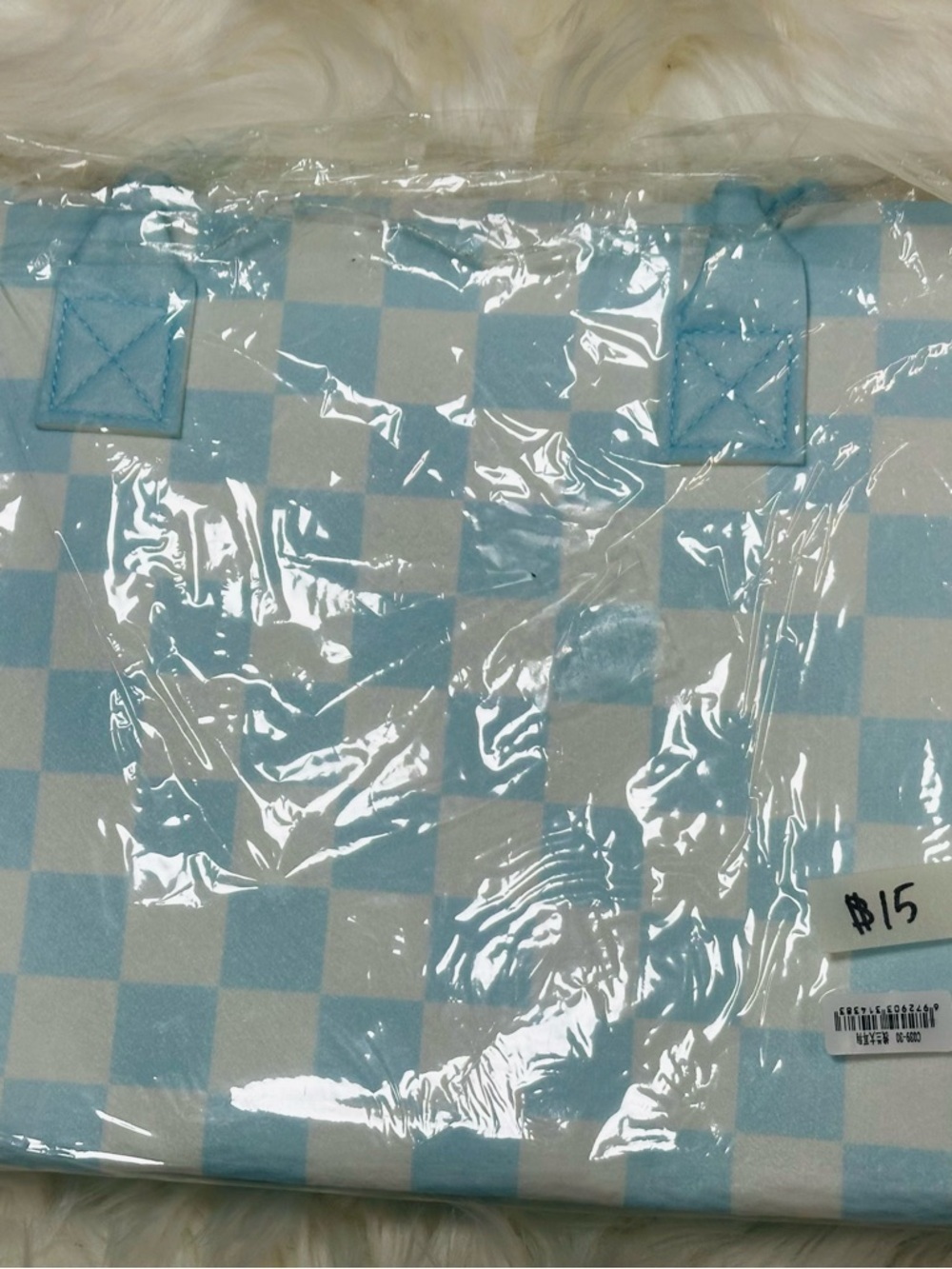 Sanrio Cinnamoroll Blue and White Check Tote Bag - Picture 8 of 8